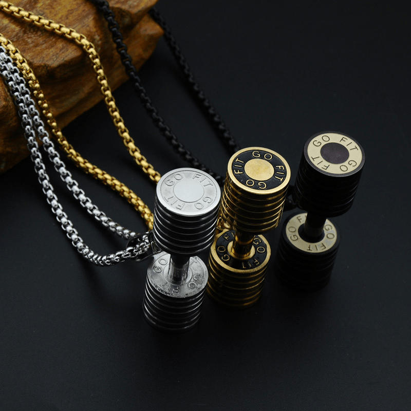 Wear Your Passion for Fitness with Our Dumbbell Necklace Pendant