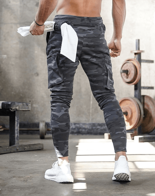 Sweat-Wicking Fitness Pants with Built-In Towel for Men