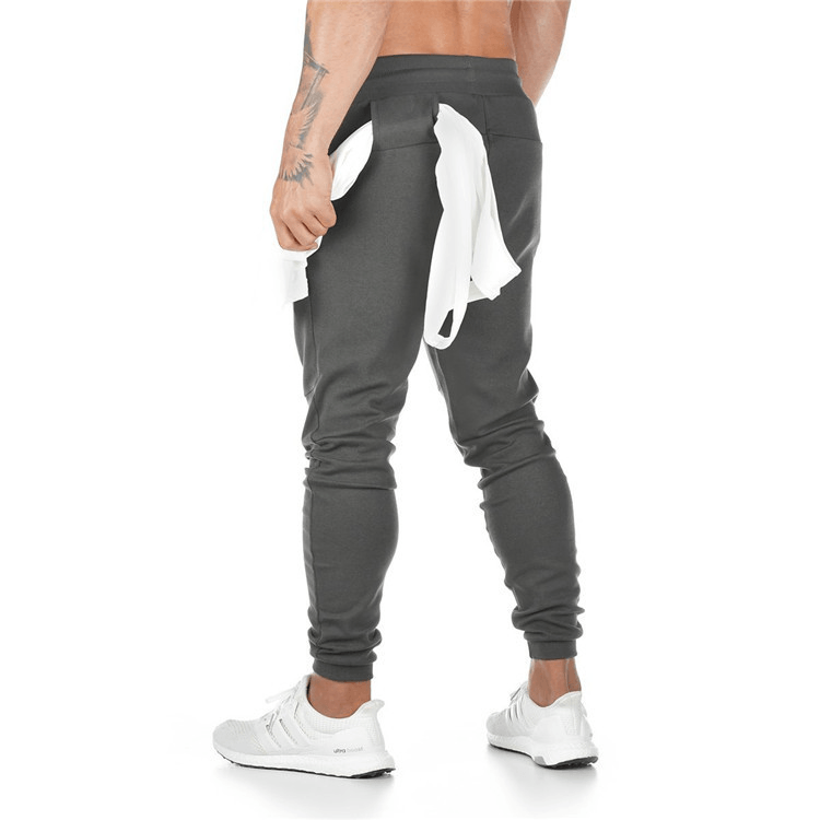 Sweat-Wicking Fitness Pants with Built-In Towel for Men