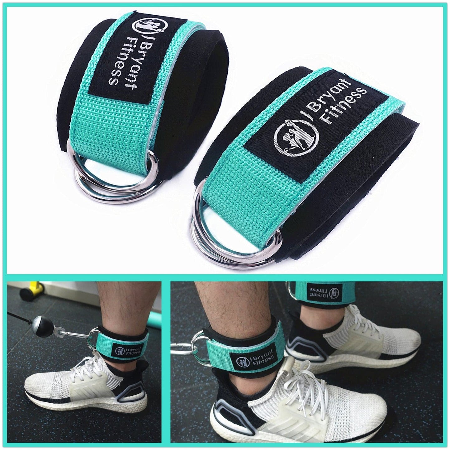 Teal ThrustMate Barbell Pad Set with Bonus Gym Straps